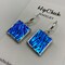 BLUE SQUARE Earrings by Hip Chick Glass, Handmade Dangle Drop Earrings, Silver Drop Earrings, Handmade Jewelry on Sale product 1